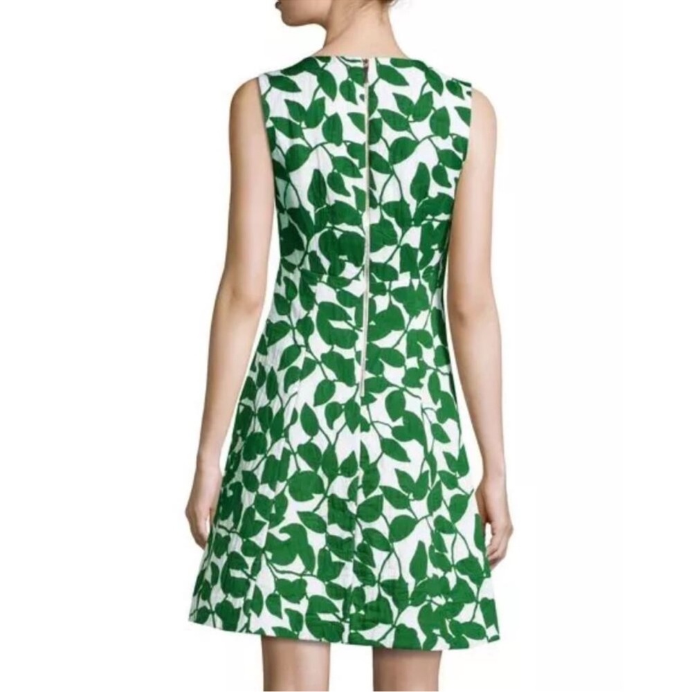 Kate Spade 10 Dress Garden Leaves Pique Fit Flare lined V neck lined - Picture 9 of 16